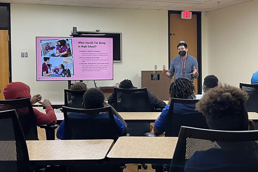 David Samaniego, special projects coordinator with FSU College of Nursing, outlines what students need to do in high school if interested in attending FSU’s College of Nursing.