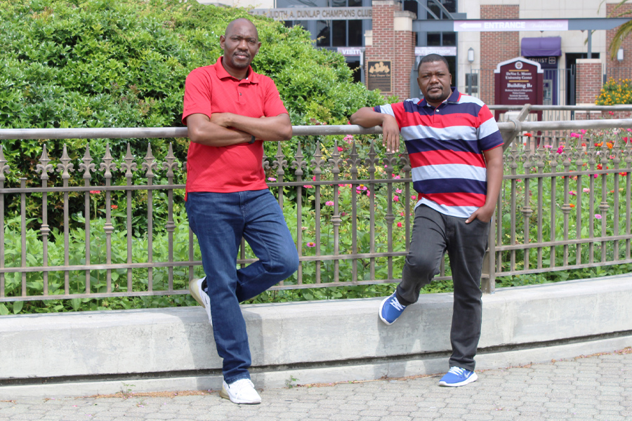 From left, Zambian teaching professors Handili Jimaima and Joshua Zulu, who completed a residency at Florida State University's Learning Systems Institute in 2022. (Elliott Finebloom/Florida State University)