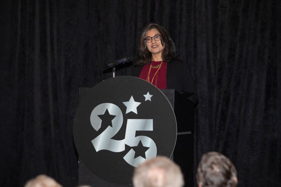 Jai Vartikar, FSU's First Lady and honorary chair of Opening Nights at FSU, speaking at the 25th anniversary season reception on July 25, 2022, at The Dunlap Champions Club. (FSU Photography Services)