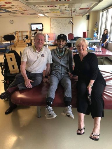 While recovering at the Shepherd Center in Atlanta, Cotter was visited by John Thrasher, FSU’s president at the time and now president emeritus, and First Lady Jean Thrasher.