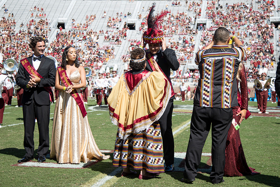 Chief and Princess court during Homecoming game 2021 (FSU Alumni Association)