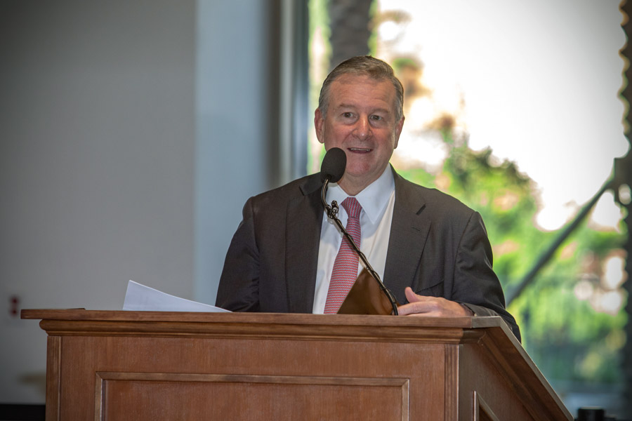 FSU President Richard McCullough speaks at the new Student Union ribbon cutting, Friday Sept. 23, 2022. (FSU Photography Services).