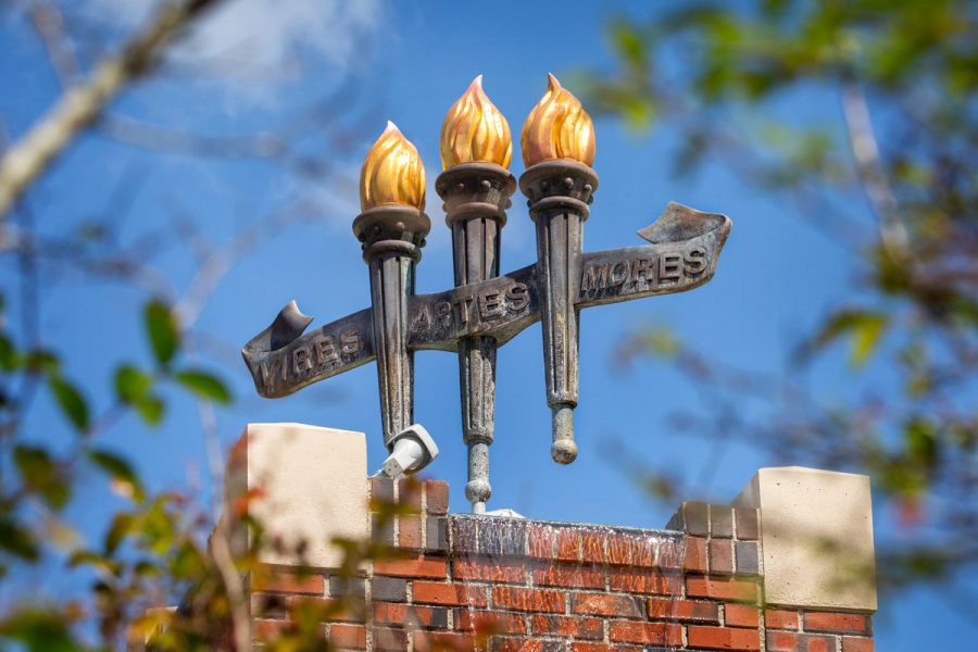 The three torches of FSU, representing Vires, Artes and Mores, or strength, skill and character (FSU Photography Services/Bruce Palmer)