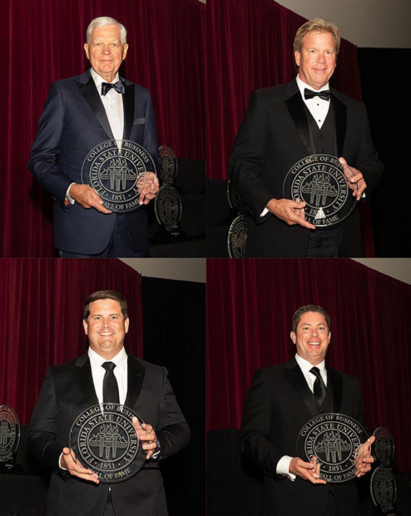 Jim Henderson, Brett Lindquist, Brian Murphy and Scott Price were inducted into the FSU College of Business Hall of Fame during a ceremony Oct. 13, 2022, at the FSU Student Union.