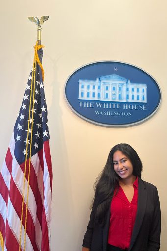 CARE student Stephanie Matos, the first in her family to attend college, enjoys a visit to Washington, D.C.