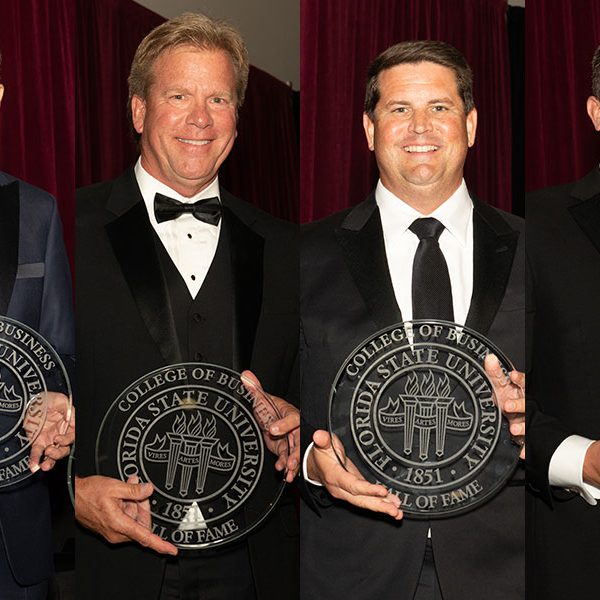 Jim Henderson, Brett Lindquist, Brian Murphy and Scott Price were inducted into the FSU College of Business Hall of Fame during a ceremony Oct. 13, 2022, at the FSU Student Union.