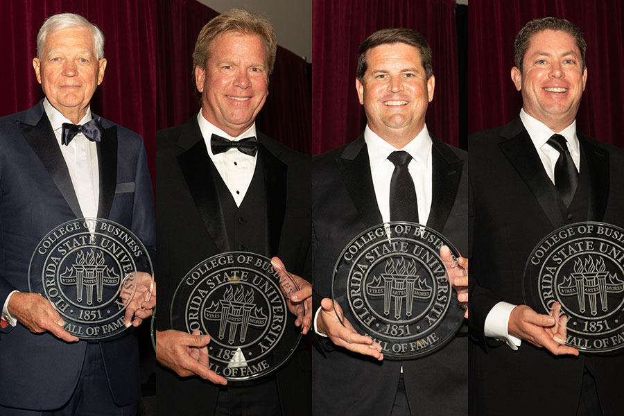 Jim Henderson, Brett Lindquist, Brian Murphy and Scott Price were inducted into the FSU College of Business Hall of Fame during a ceremony Oct. 13, 2022, at the FSU Student Union.