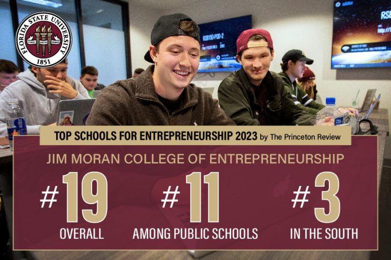 FSU's Jim Moran College keeps No. 19 ranking as it observes National Entrepreneurship Month