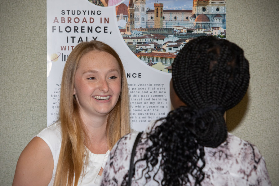 Students participate in the International Education Month kickoff on Tuesday, Nov. 1, at The Globe Auditorium. FSU is seeing its number of international students and those applying to study-abroad programs exceed pre-pandemic levels.