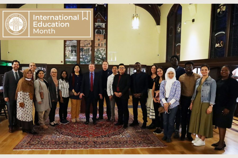 FSU President Richard McCullough recognized students and faculty who received a Fulbright award during a reception on Tuesday, Nov. 15, at Dodd Hall.