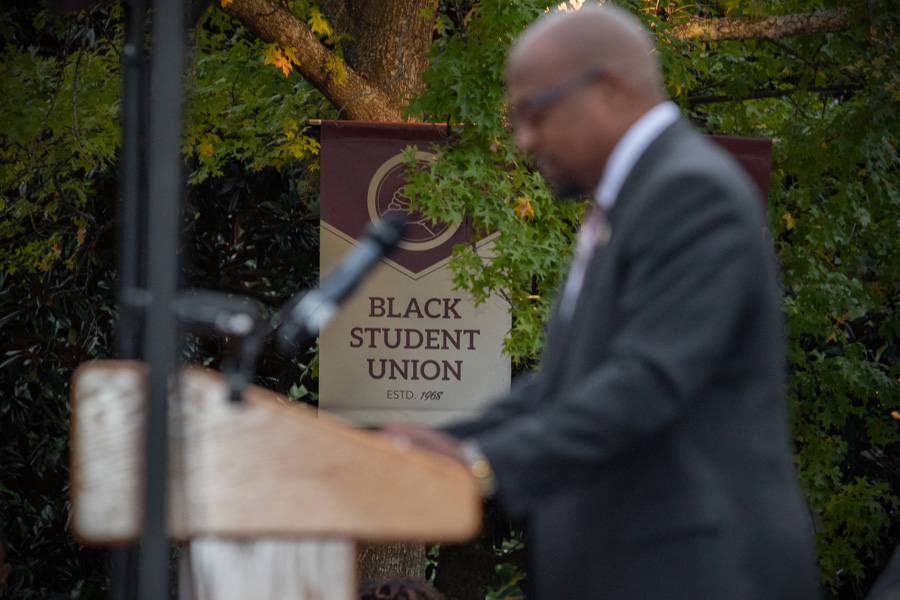 FSU National Black Alumni President Ahli Moore speaks at the 60th Anniversary of Integration Recognition Ceremony on Nov. 17, 2022. (FSU Photography Services)