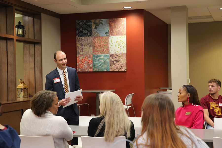 Joe O'Shea, FSU's associate provost and dean of Undergraduate Studies, speaks during a recent event for transfer students.