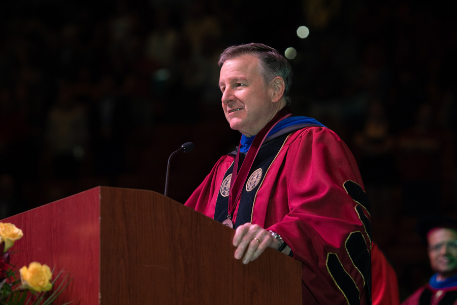 FSU President Richard McCullough speaks at the fall commencement ceremony, Dec. 9, 2022. (FSU Photography Services)