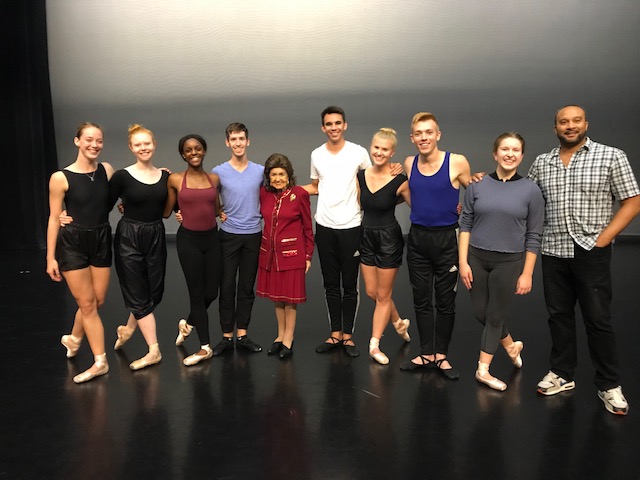 Maggie Allesee with FSU School of Dance students in 2018.