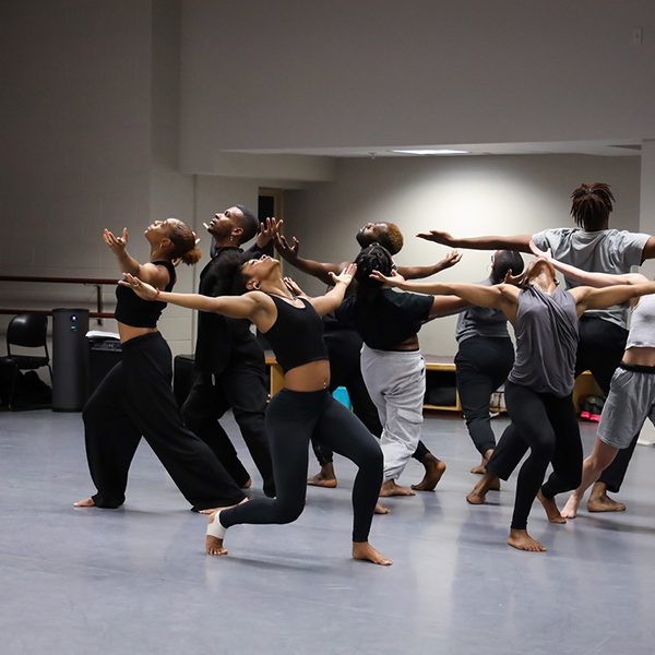 FSU School of Dance students rehearse “In the Same Tongue” with McIntyre dancers and musicians.