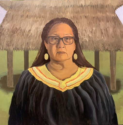 Alyssa Osceola (Seminole, b. 2001), Carolyn, 2022. Oil on wood panel, 36 × 36 in. Courtesy of the artist.