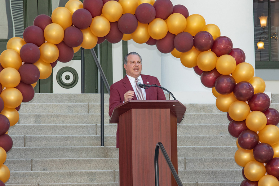 Florida Chief Financial Officer Jimmy Patronis, an FSU alumnus, speaks during FSU Day at the Capitol on March 21, 2023. (FSU Photography Services)