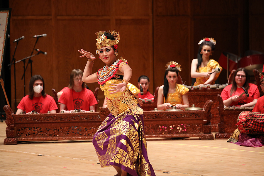 Guest dancers join the Gamelan musicians on stage during the 2022 Rainbow Concert