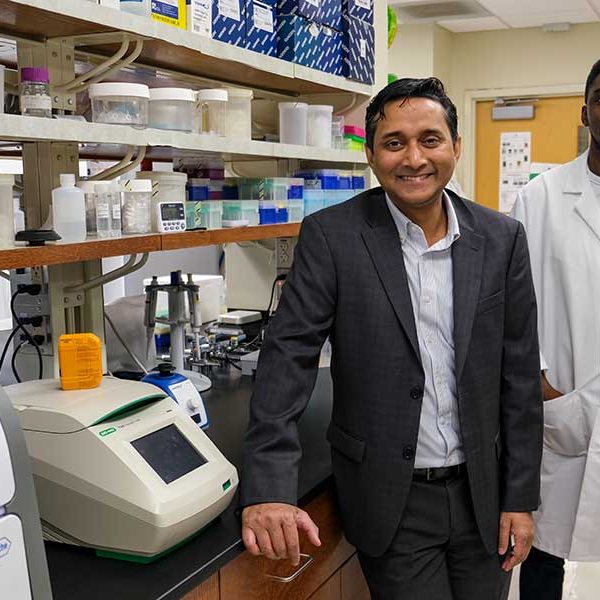 Assistant Professor Prashant Singh and graduate student Samuel Kwawukume collaborated with seafood industry representatives to develop a quick and cost-effective authenticity test to identify Atlantic white shrimp.