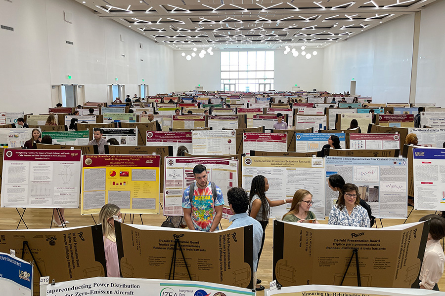 Students present at the 23rd annual Undergraduate Research Symposium in the Student Union ballrooms April 6, 2023.