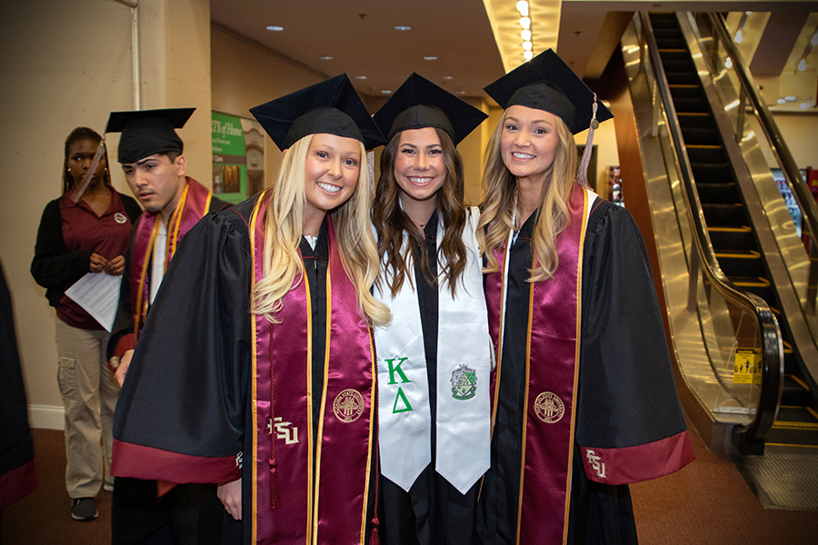 Florida State University graduates celebrate during the spring commencement Friday, May 5, 2023, at the Donald L. Tucker Civic Center. (FSU Photography Services)