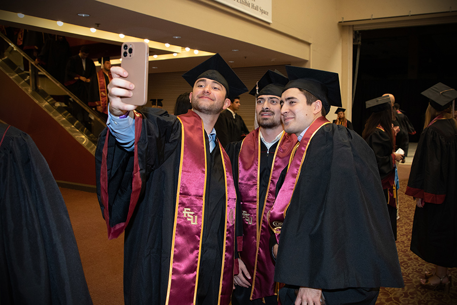Florida State University graduates celebrate during the spring commencement Friday, May 5, 2023, at the Donald L. Tucker Civic Center. (FSU Photography)