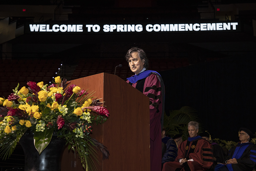 Florida State University Provost Jim Clark congratulates graduates during a special ceremony Friday, May 5, 2023, at the Donald L. Tucker Civic Center. (FSU Photography)