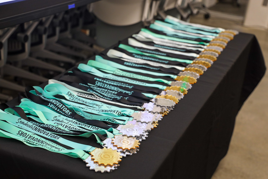Seminole Innovator Medallions for the Seminole Innovators Showcase April 28, 2023.