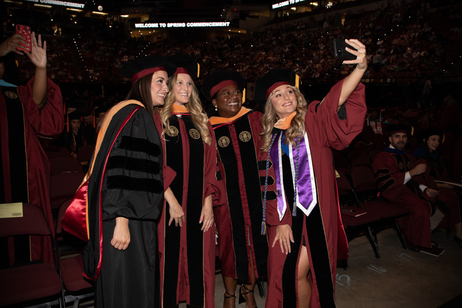 Florida State University graduates celebrate during spring commencement Saturday, May 6, 2023, at the Donald L. Tucker Civic Center. (FSU Photography Services)