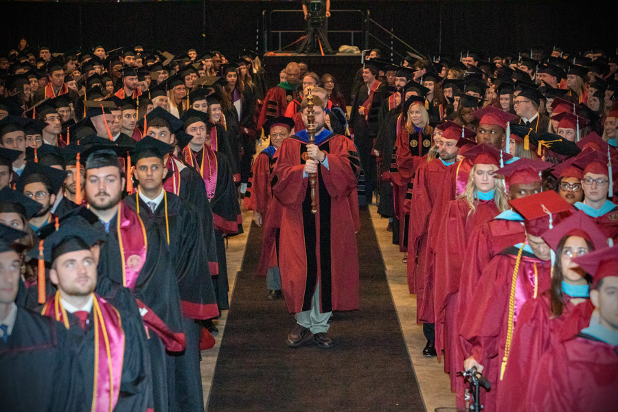 The commencement procession during the spring commencement Saturday, May 6, 2023, at the Donald L. Tucker Civic Center. (FSU Photography)