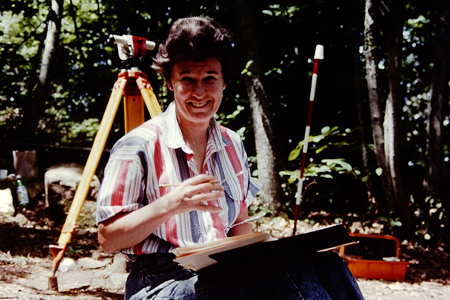 Nancy T. de Grummond, M. Lynette Thompson Professor of Classics, Distinguished Research Professor and director of Excavations and Research at Cetamura del Chianti, taking notes and recording history at one of the sites in 1992. (FSU College of Arts and Sciences/courtesy photo)