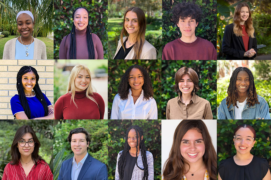 From left to right. Top row: Jasmyn LaCue, Diana Morillo, Lindsey Loheac, Nicholas Florez-Ortiz, Sophie Allen. Middle row: Kayla Costume, Juliana Cano, Laila Hayes, Vi Rogers-Rivera, Mishalynn Brown. Bottom row: Ari Rodriguez Urdaneta, Lucas Deininger, Lucas Deininger, Shantae James, Valentina Fajardo, Maria Taylor.