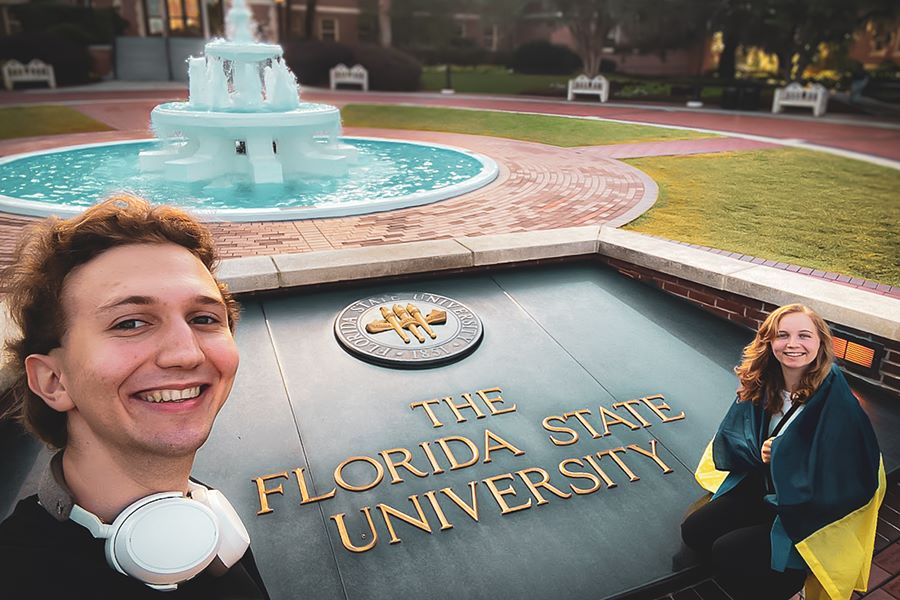 Ukrainian students Roman Lysenko and Yevheniia Mikhnovska spent their summer at FSU as recipients of the Global Democracy Ambassador Scholarship. (Roman Lysenko and Yevheniia Mikhnovska)