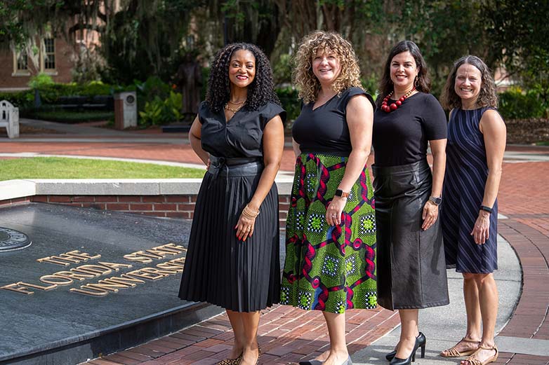FSU faculty members, from left, Tamara Bertrand Jones (Educational Leadership and Policy Studies), Sara Hart (Psychology), Lara Perez-Felkner (Higher Education and Sociology) and Roxanne Hughes (National High Magnetic Field Laboratory) have received a National Science Foundation grant to boost FSU initiatives to retain, recruit and develop talented STEM faculty.