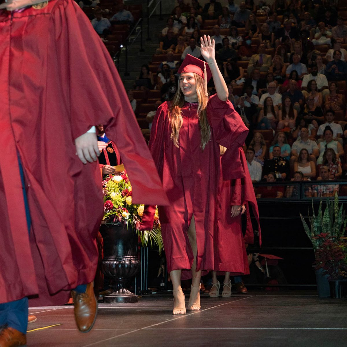 A student celebrates during summer commencement Friday, Aug. 4, 2023, at the Donald L. Tucker Civic Center. (FSU Photography Services)
