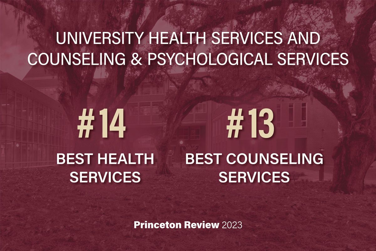 Both FSU's Counseling & Psychological Services and University Health Services were recently ranked among the best in the nation by The Princeton Review.