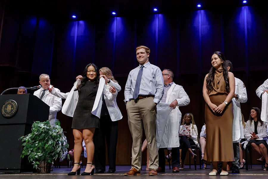 Students at the Florida State University College of Medicine M.D. Class of 2027 White Coat Ceremony. (Colin Hackley/FSU College of Medicine)