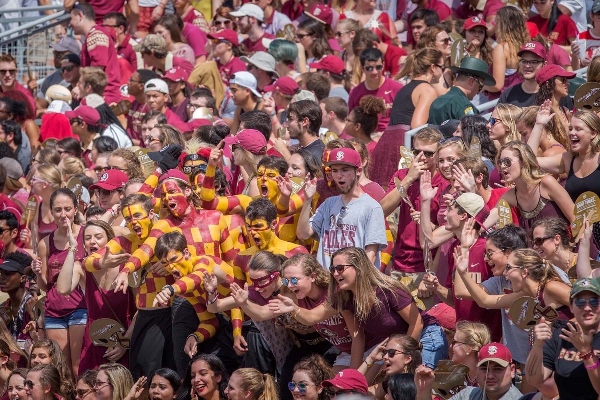 Students at a Florida State University football game. (FSU Photography Services)