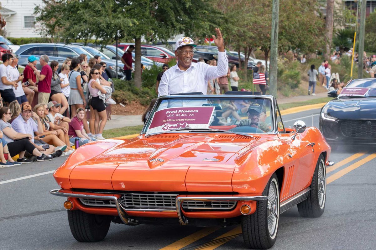 Fred Flowers in the FSU Homecoming Parade, Oct. 20, 2023. (FSU Photography Services)
