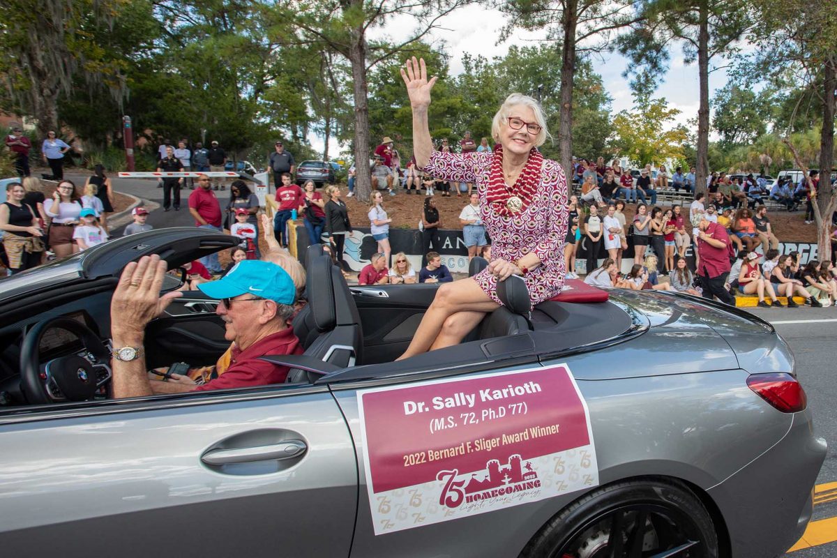 Sally Karioth in the FSU Homecoming Parade, Oct. 20, 2023. (FSU Photography Services)