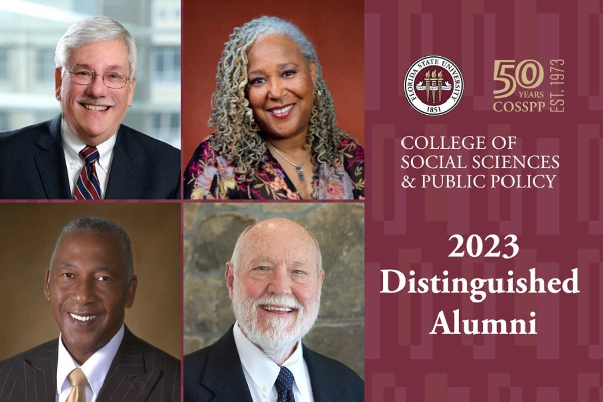 Clockwise from top left: Mark P. Barnebey, Doby L. Flowers, Thomas M. Henderson and Fred H. Flowers. (Photo: College of Social Sciences and Public Policy)