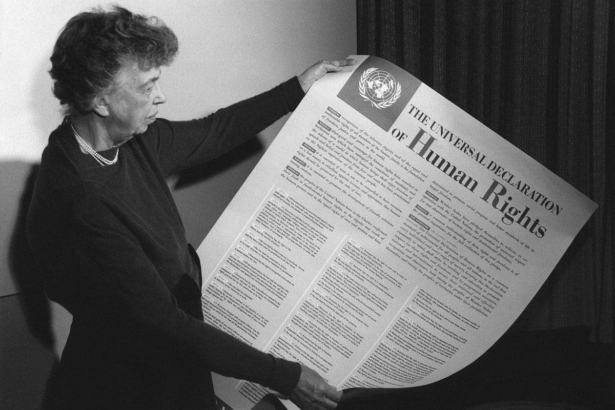 Eleanor Roosevelt with the Universal Declaration of Human Rights. (Fotosearch/Getty Images)