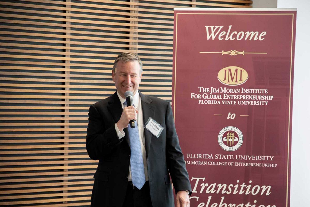 Florida State University President Richard McCullough said the Jim Moran Institute's transition "unites the Institute and the college in a way that naturally enhances collaboration." (Photo: FSU Photography Services.)