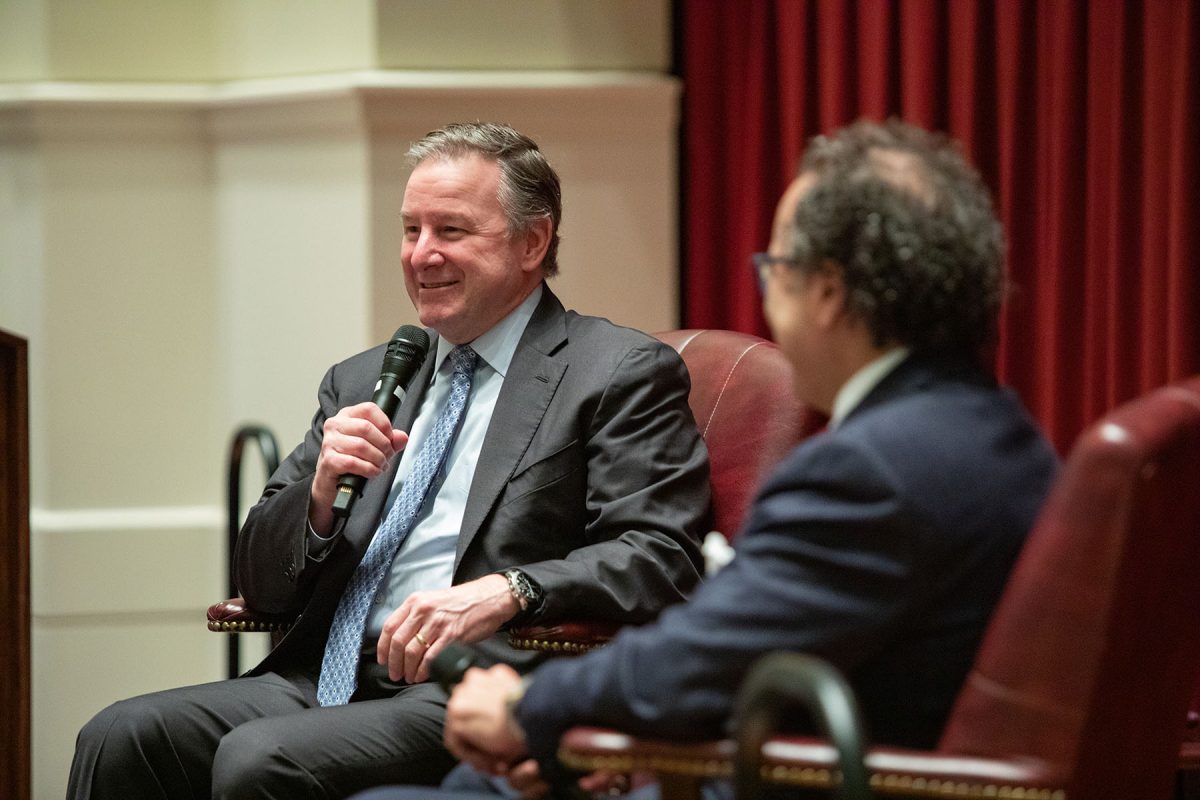 President McCullough joined Dr. Q on stage for a Q+A session, where students and faculty were able to ask the renowned neurosurgeon their questions. (FSU Photography Services)