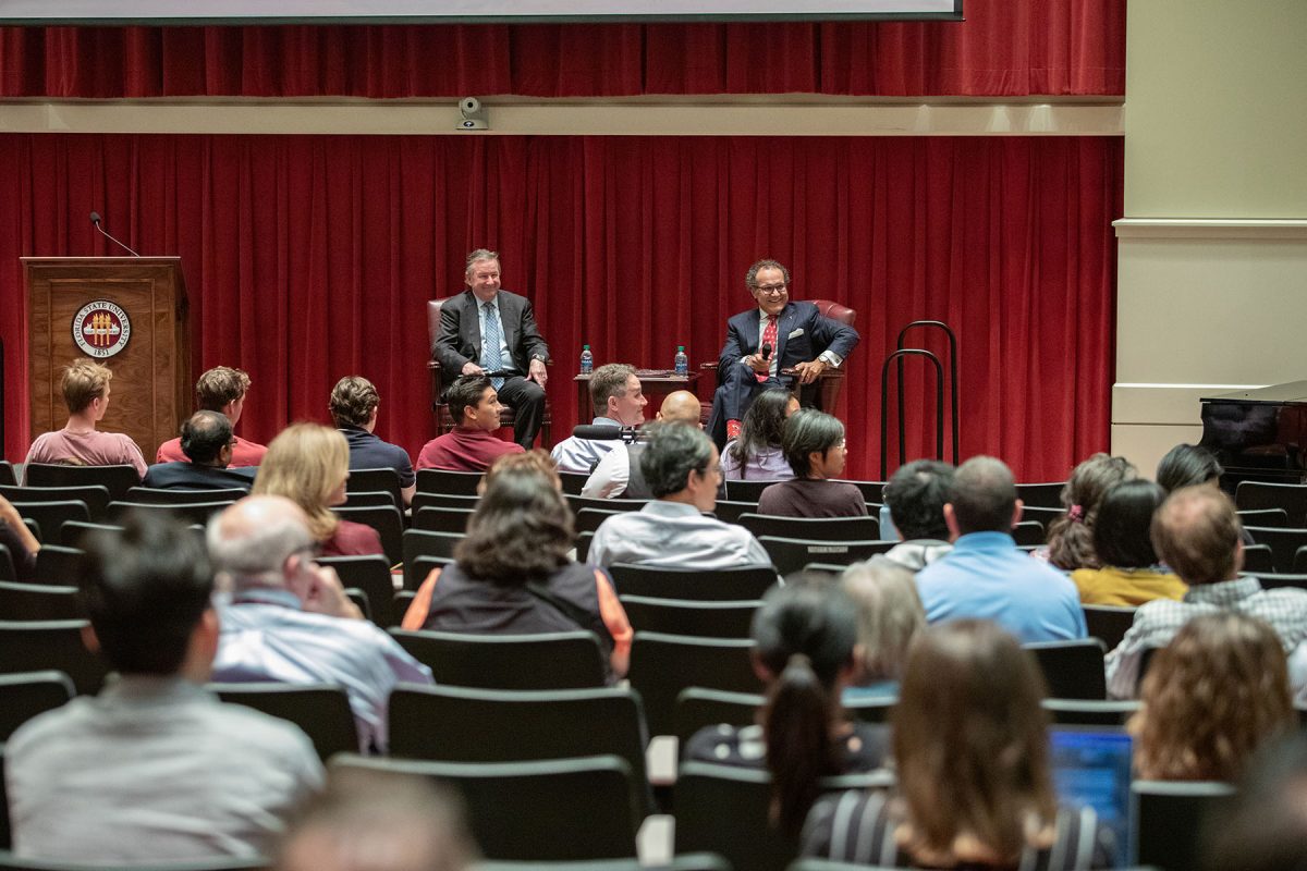President McCullough joined Dr. Q on stage for a Q+A session, where students and faculty were able to ask the renowned neurosurgeon their questions. (FSU Photography Services)