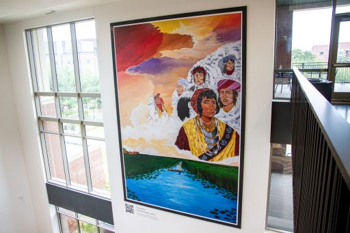 FSU's new Student Union features a mural painted by Seminole Tribe of Florida artist Erica Deitz. (Photo by Anna Prentiss)
