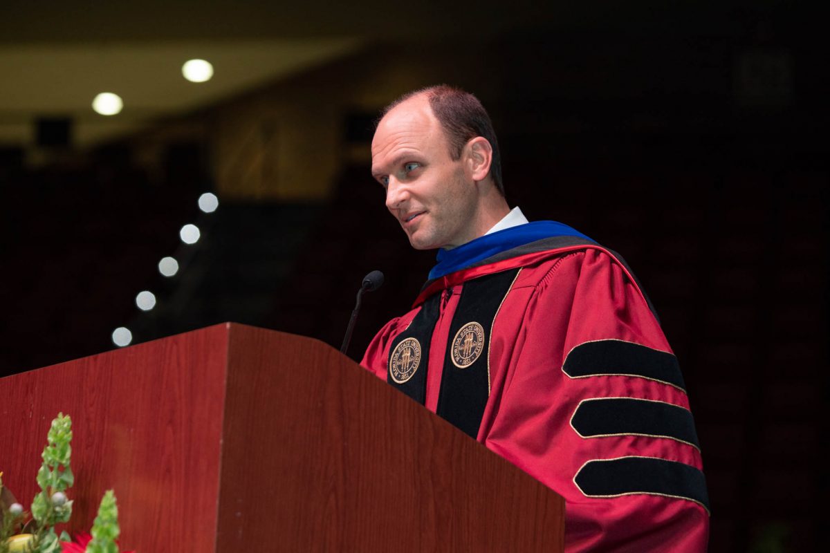 Joe O'Shea, Associate Provost and Dean of Undergraduate Studies at Florida State University, participates in commencement Friday. (FSU Photography Services)