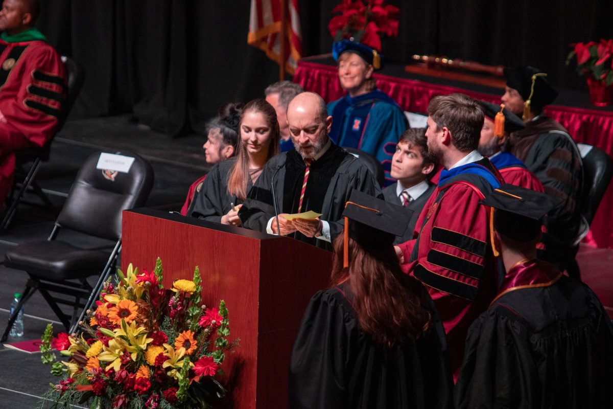 Mark Zeigler is head marshall for FSU commencements, reading every graduate’s name since 2009. (FSU Photography Services)
