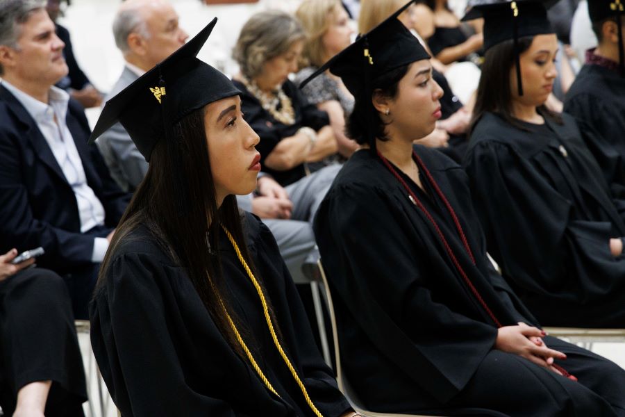 Members of the FSU-Panama Class of 2023 listen to speakers during a commencement ceremony Tuesday, Dec. 5, at the City of Knowledge Convention Center in Panama City, Panama. (FSU-Panama, Pedro Ahues)