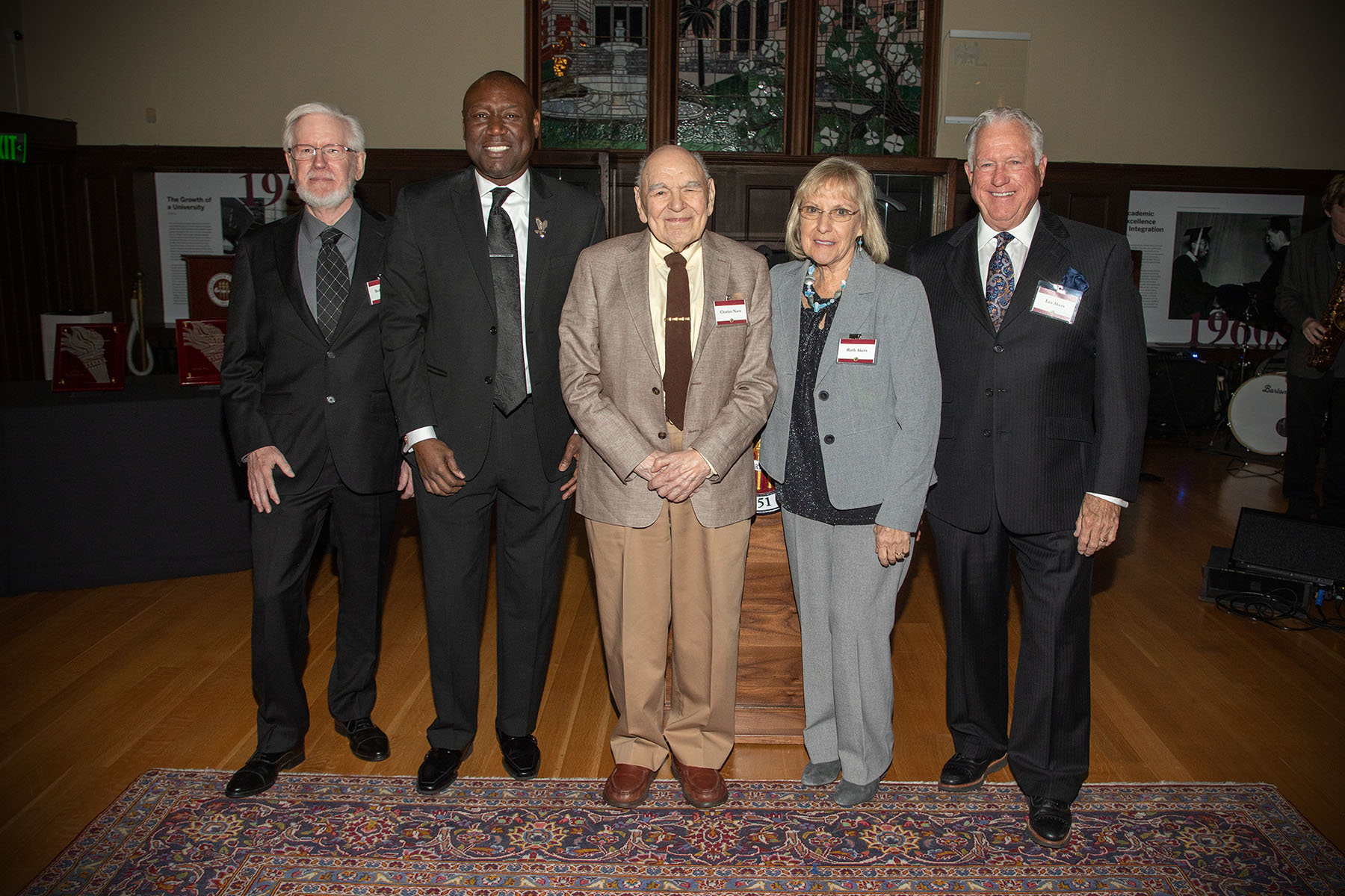 (From L to R) Bob Howard, Ben Crump, Charles Nam, Ruth and Les Akers. (FSU Photography Services)